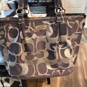 Coach Metallic Purple and Gold Tote